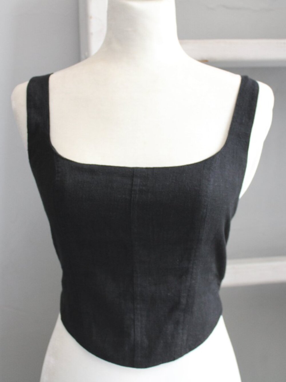 Abercrombie & Fitch Linen Blend Square-Neck Corset Crop Top Size Small